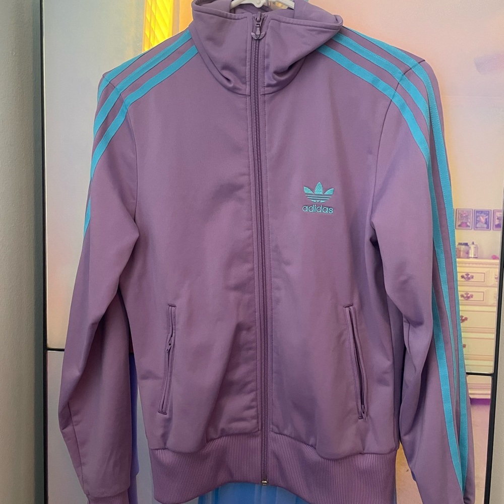 Adidas Lavender Jacket with Blue Logo